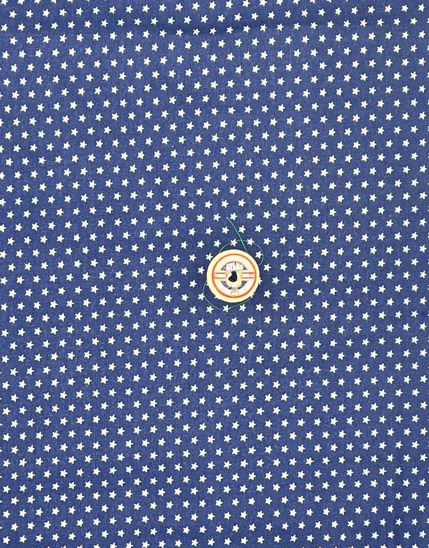 Metallic Silver Stars on Navy Christmas Fabric